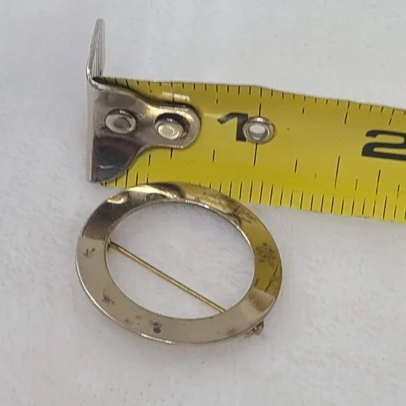 Vintage P&B Signed Sterling Silver Circle Brooch Pin Minimalist Scarf Pin - Picture 6 of 6